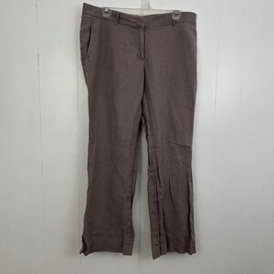 Ann Taylor LOFT Marisa Fit 100% Linen Pants‎ Taupe Mauve Straight Leg Womens 12P